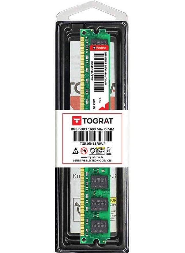 Tograt 8gb Ddr3 1600 Mhz Desktop PC Ram Memory - TGR16N11/8WP - 1.5V  - Image 1