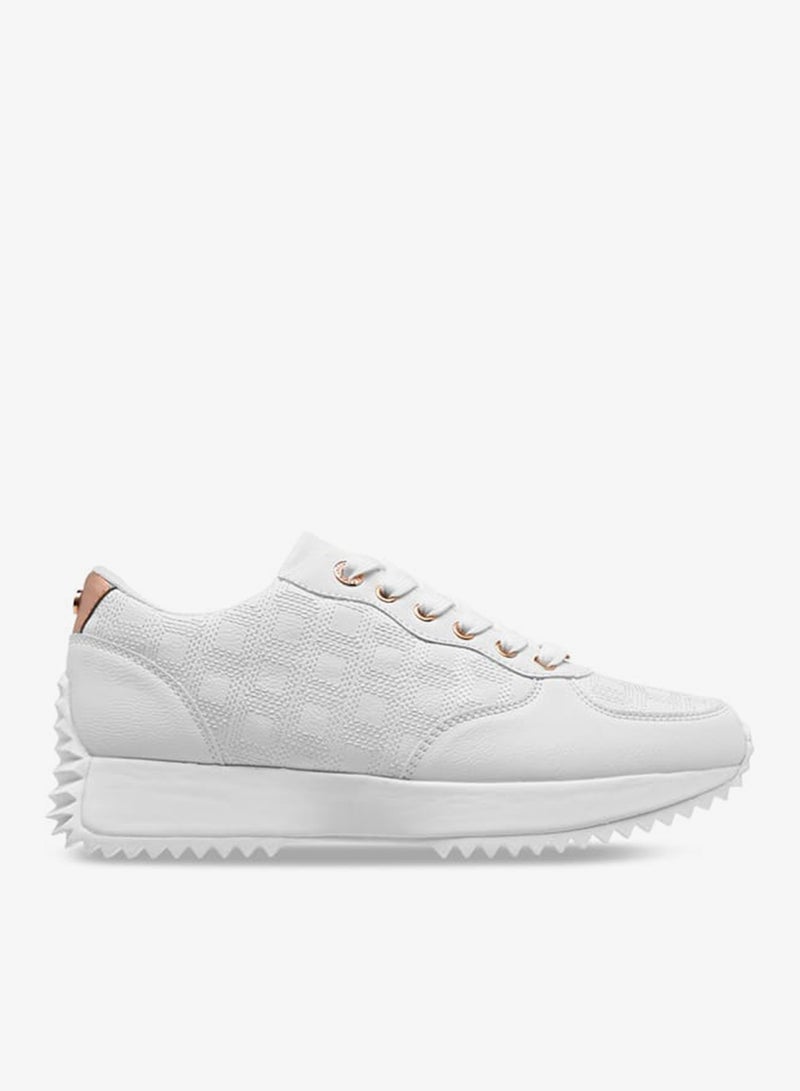 ELLE Women's Embroidered Sneakers with Lace-Up Closure - Image 1