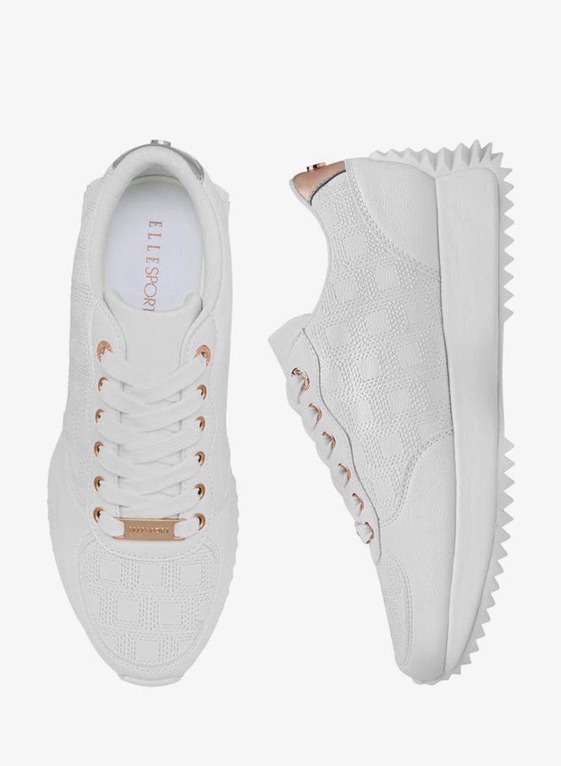 ELLE Women's Embroidered Sneakers with Lace-Up Closure - Image 3