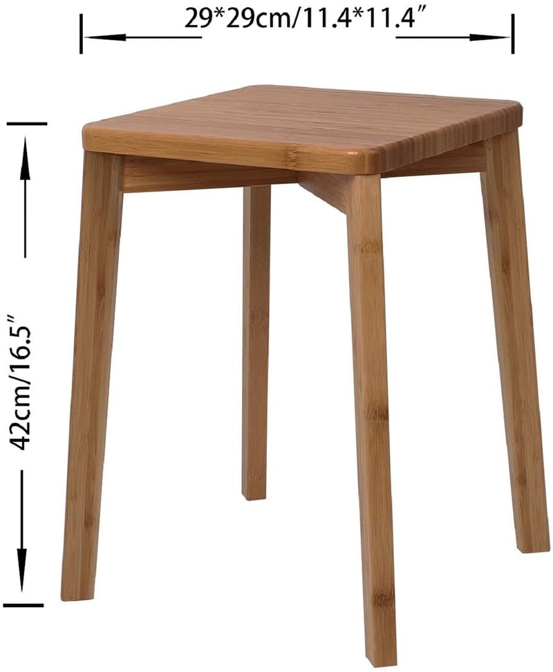 Generic Indian Decor RW399 Vintage Garden Stacking Stool Heavy Solid Wood Hand Polished Dressing Chair Small Stool Teak Wood Stool Makeup Stool for Kitchen Restaurant Party Chair Pub Cafe,Light Brown - Image 3