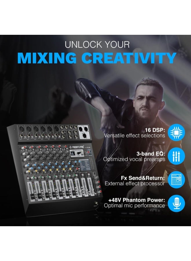 Phenyx Pro PTL-800 Professional 8-Channel Audio Mixer Console DJ Sound Mixing Board w/Flexible AUX BUS SUB Routing 16 DSP Effects Bluetooth Streaming USB-B Recording for Stage Home Studio - Image 4