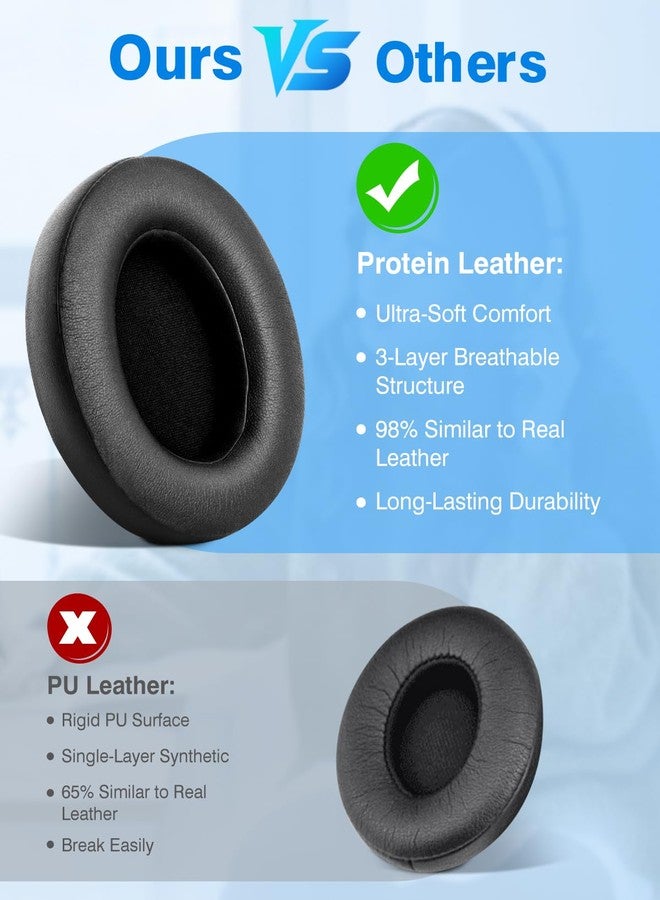 وسادات أذن بديلة من F FEYCH لسماعات Beats Studio 3 و 2 (B0500/ B0501) قطعتان من وسادات الأذن المريحة المصنوعة من إسفنج الذاكرة لعزل الضوضاء (أسود) - Image 4
