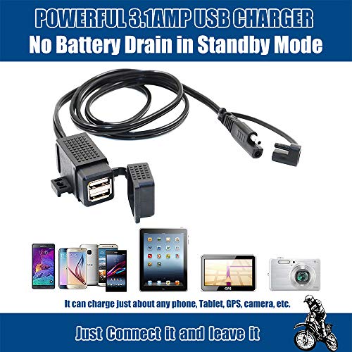 MOTOPOWER MP0609C 3.1Amp Waterproof Motorcycle Dual USB Charger Kit SAE to USB Adapter Cable Phone Tablet GPS Charger - Image 4