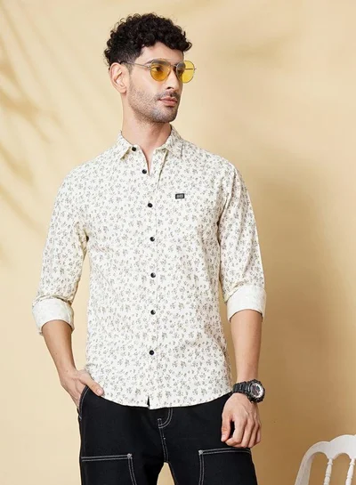 The Indian Garage Co Men Slim Fit Abstract Printed Full Sleeves Spread Collar Casual Shirt