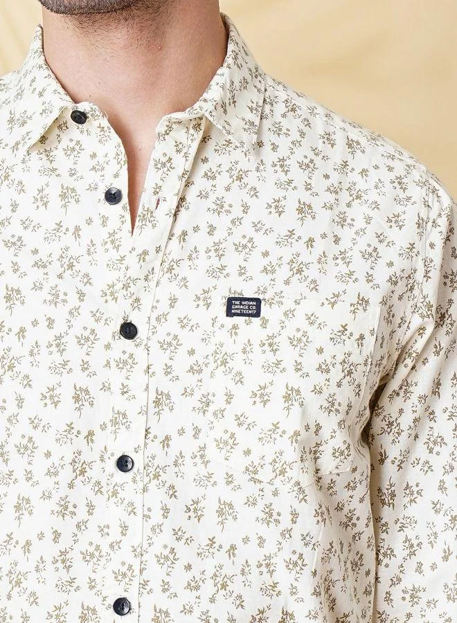 شركة المرآب الهندية Men Slim Fit Abstract Printed Full Sleeves Spread Collar Casual Shirt