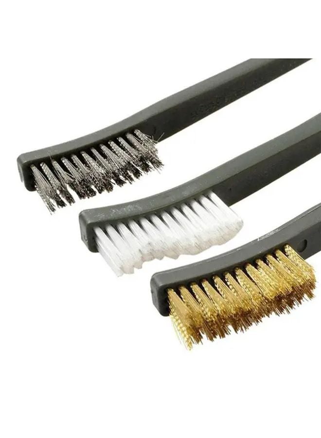 Black Steel Wire Brush Rust Cleaning Set with Brass Nylon Polishing Picks - Image 2
