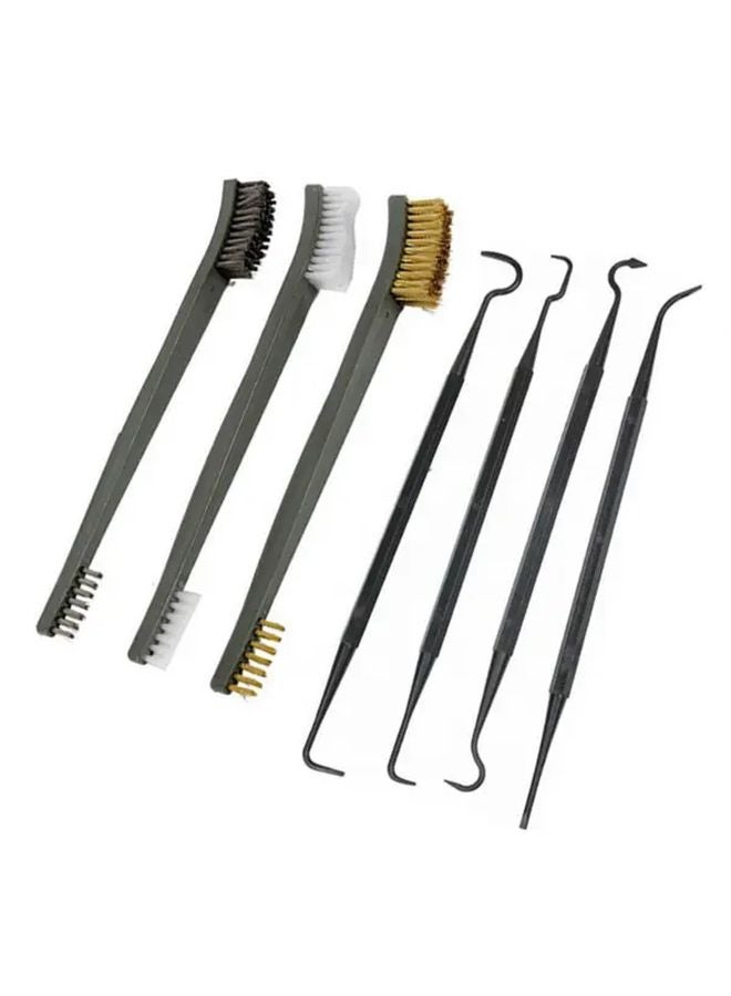 Black Steel Wire Brush Rust Cleaning Set with Brass Nylon Polishing Picks - Image 1