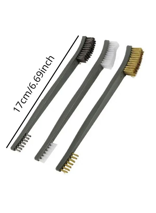 Black Steel Wire Brush Rust Cleaning Set with Brass Nylon Polishing Picks - Image 5