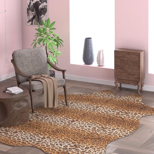 MACEVIA Leopard Rug Cheetah Print Rugs Western Decor for Living Room Bedroom Faux Animal Area Carpet Non-Slip 59" L x 47.2" W(4.9ft x 3.9ft) - Image 2
