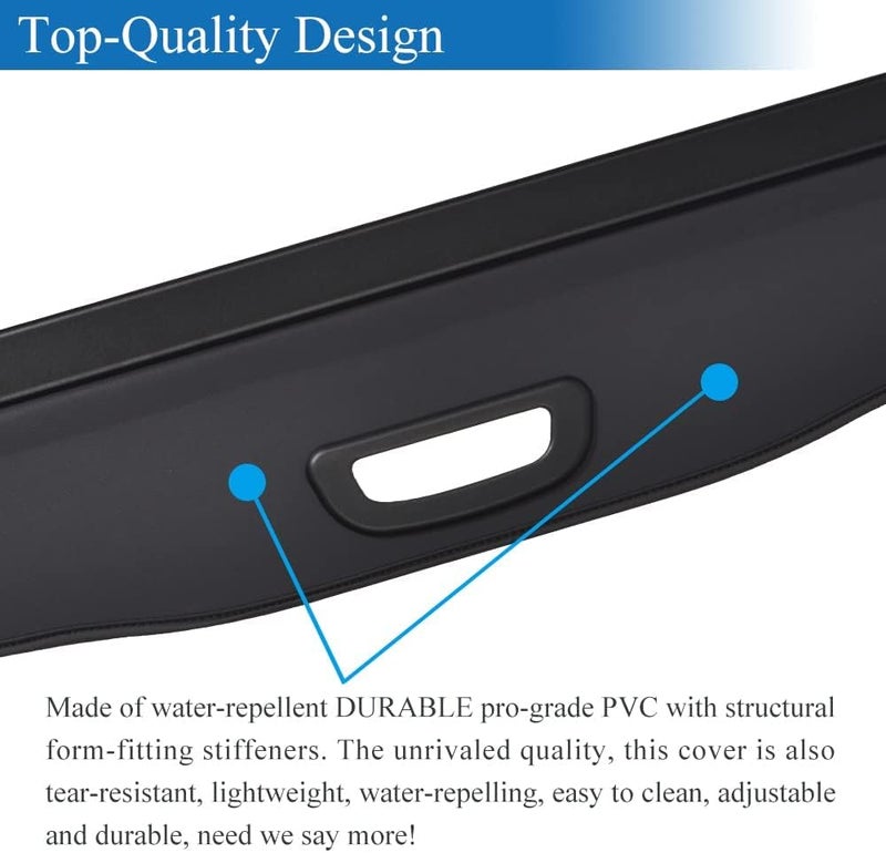 VeCarTech Compatible with GMC Acadia 2023-2017 Rear Cargo Security Shade Cover Privacy Screen Retractable Storage Waterproof Cargo Cover Luggage Security Shield Shade 84449324 - Image 3