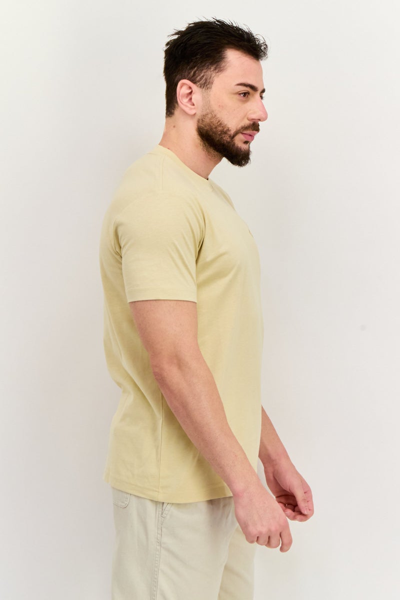 ESPRIT تي شيرت للرجال بأكمام قصيرة وياقة دائرية، شعار العلامة التجارية، كاكي فاتح - Image 2