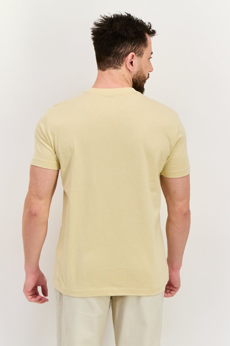 ESPRIT تي شيرت للرجال بأكمام قصيرة وياقة دائرية، شعار العلامة التجارية، كاكي فاتح - Image 4