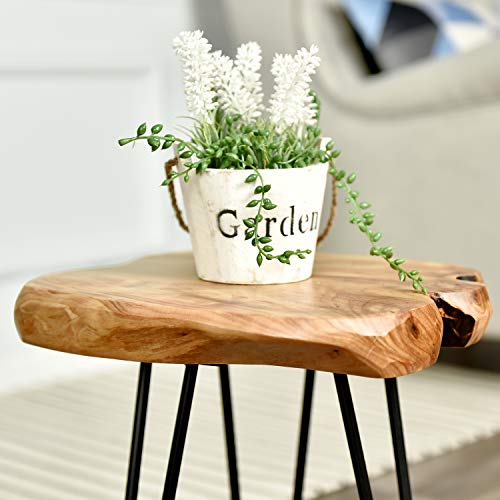 WELLAND Live Edge Side Table with Hairpin Legs, Natural Edge Side Table, Small Nightstand Wood, 15.5" Tall - Image 5
