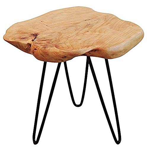 WELLAND Live Edge Side Table with Hairpin Legs, Natural Edge Side Table, Small Nightstand Wood, 15.5" Tall - Image 2