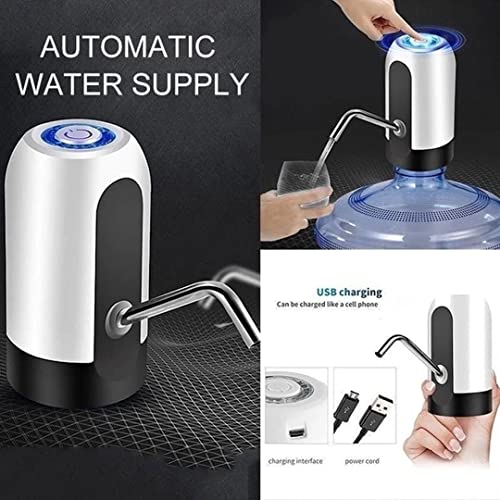 Sulfar USB Charging Automatic Stainless-Steel Plastic Drinking Portable Electric Switch Water Dispenser for Universal 5 Gallon Bottle (7.5x13 cm), Black and White, Medium, 2293 Water Dispenser - Image 4