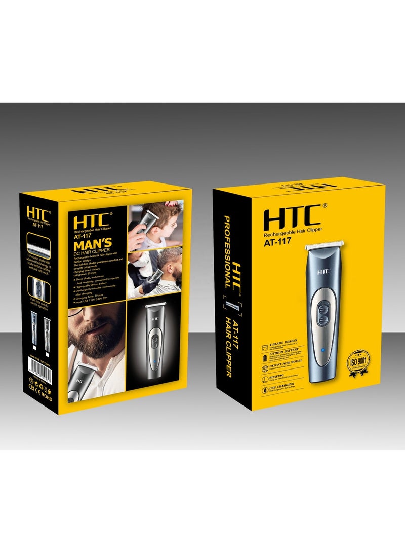 إتش تي سي ماكينة حلاقة الشعر واللحية الاحترافية اللاسلكية ، موديل CT-8082، شفرة سيراميك متحركة مع فولاذ عالي الكربون، ذراع تعديل بـ 4 تروس، شاشة LCD ذكية، بطارية 2000 مللي أمبير، أسود/أصفر للرجال - Image 5