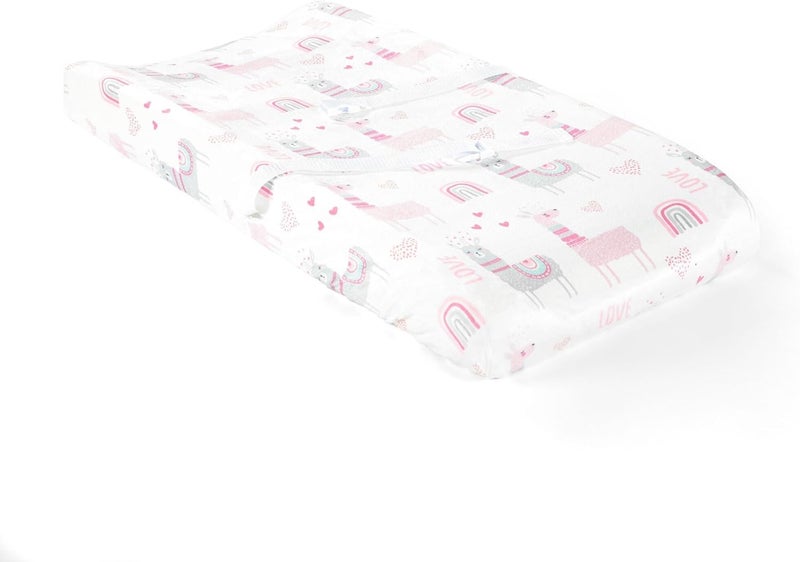 Lush Decor Llama Love Soft  Plush Changing Pad Cover 32 x 16 Pink - Image 1