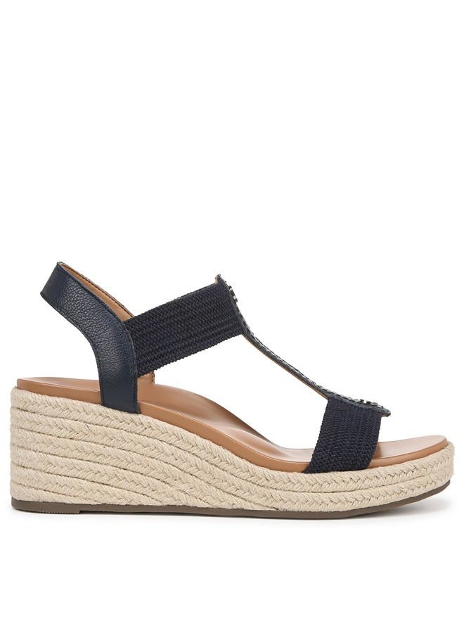 Vionic Women's Calera Wedge Sandal, Navy Leather, 12 Wide - Image 5