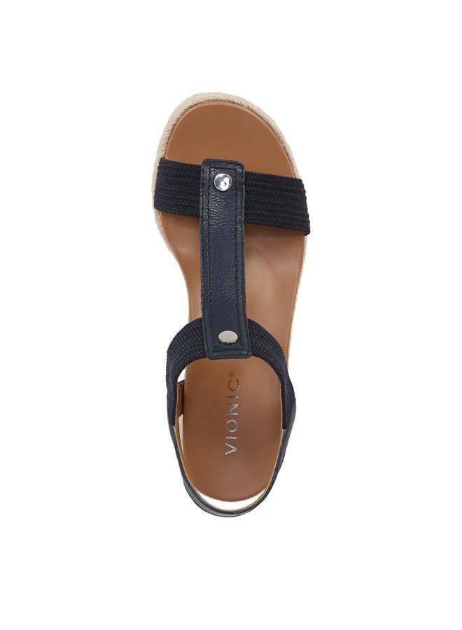 Vionic Women's Calera Wedge Sandal, Navy Leather, 12 Wide - Image 3