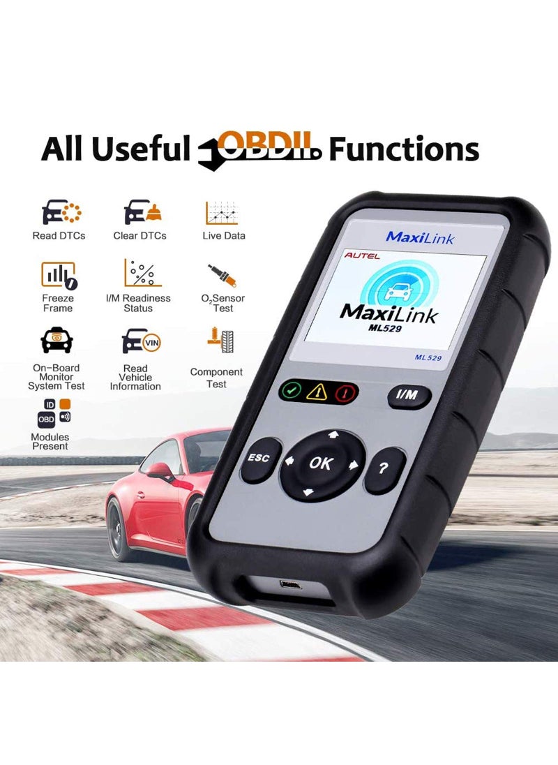 Autel Autel OBD2 Scanner ML529 Code Reader Full OBD2 Functions for Turning Off Engine Light O2 Sensor Test AutoVin DTC Lookup Free Online Update  - Image 2