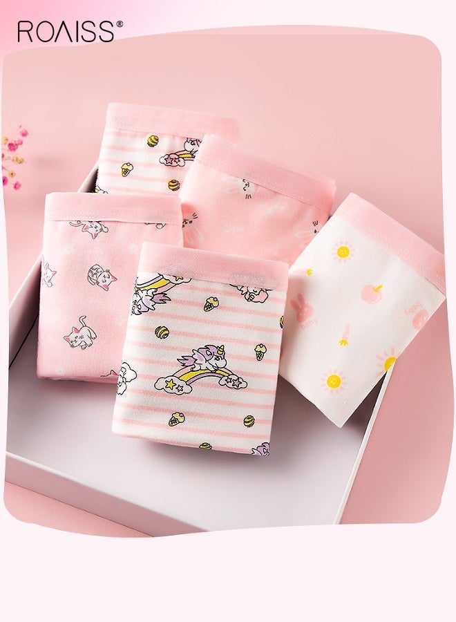 رويس طقم 4 قطع ملابس داخلية للبنات، سراويل داخلية ناعمة ومطاطية بنقوش رائعة، سراويل داخلية مسامية مع أحزمة خصر مرنة للبنات، مثالية للارتداء اليومي - Image 4