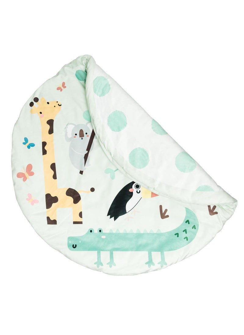 pearhead Pearhead Plush Baby Mat Jungle Animals Infant Mat Reversible Polka Dot Play Mat Soft Portable and Washable Baby Tummy Time and Play Gym Mat  - Image 1