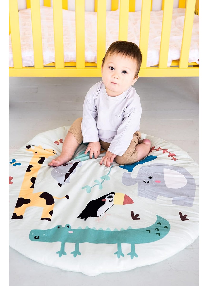 pearhead Pearhead Plush Baby Mat Jungle Animals Infant Mat Reversible Polka Dot Play Mat Soft Portable and Washable Baby Tummy Time and Play Gym Mat  - Image 4