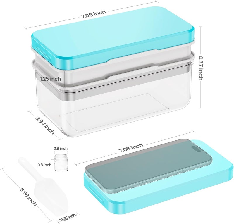 PHINOX Ice Cube Tray with Lid and Bin, PHINOX 64 pcs Ice Trays for Freezer, Ice Cube Trays for Freezer with 2 trays, Container, Lid & Ice Scoop, BPA Free - Image 4