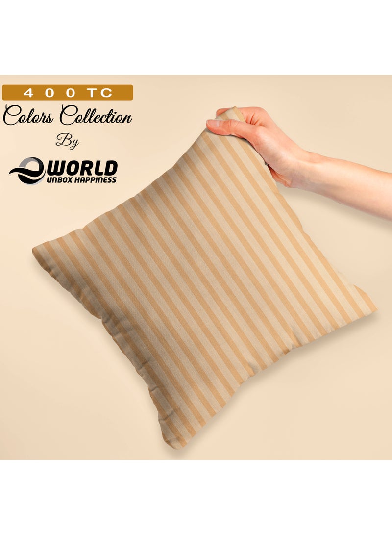 Eworld Set of 4 Cotton Cushions, 400 Thread Count Decorative Striped Farmhouse Lines Cushion for Home Decor in Living Rooms, Patios, Couches & Chairs, Available in 5 Colors & 2 Sizes - Image 1