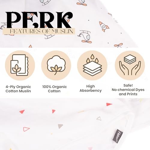 HABER Organic Cotton Muslin Baby Bath Towel 70x70 Pack of 2|4 Layer Ultra Soft Skin Safe Muslin | Highly Absorbent Quick Dry Newborn Towel for Sensitive Skin | Gentle Towel for Infants & Toddlers - Image 3