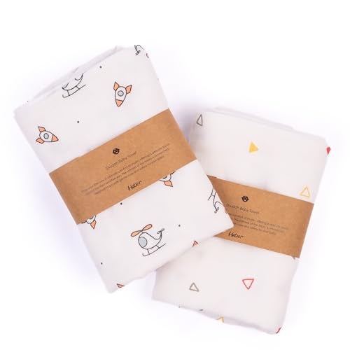 HABER Organic Cotton Muslin Baby Bath Towel 70x70 Pack of 2|4 Layer Ultra Soft Skin Safe Muslin | Highly Absorbent Quick Dry Newborn Towel for Sensitive Skin | Gentle Towel for Infants & Toddlers - Image 2