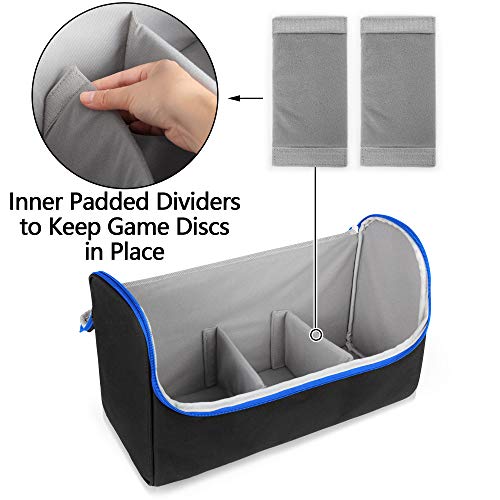 Trunab Game Disc Case Hold Up to 24 Discs, Portable Storage Bag Gaming Disk Organizers, Compatible with Xbox 360/Xbox One/Xbox Series X/S/PS4/PS4 Pro/PS3/PS5, Blue (Patent Design) - Image 3