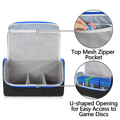 Trunab Game Disc Case Hold Up to 24 Discs, Portable Storage Bag Gaming Disk Organizers, Compatible with Xbox 360/Xbox One/Xbox Series X/S/PS4/PS4 Pro/PS3/PS5, Blue (Patent Design) - Image 2