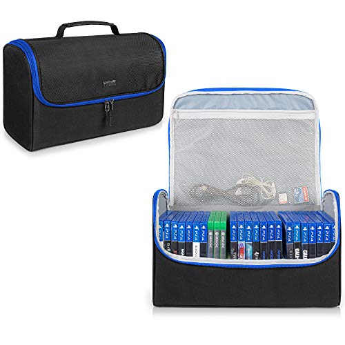 Trunab Game Disc Case Hold Up to 24 Discs, Portable Storage Bag Gaming Disk Organizers, Compatible with Xbox 360/Xbox One/Xbox Series X/S/PS4/PS4 Pro/PS3/PS5, Blue (Patent Design) - Image 1