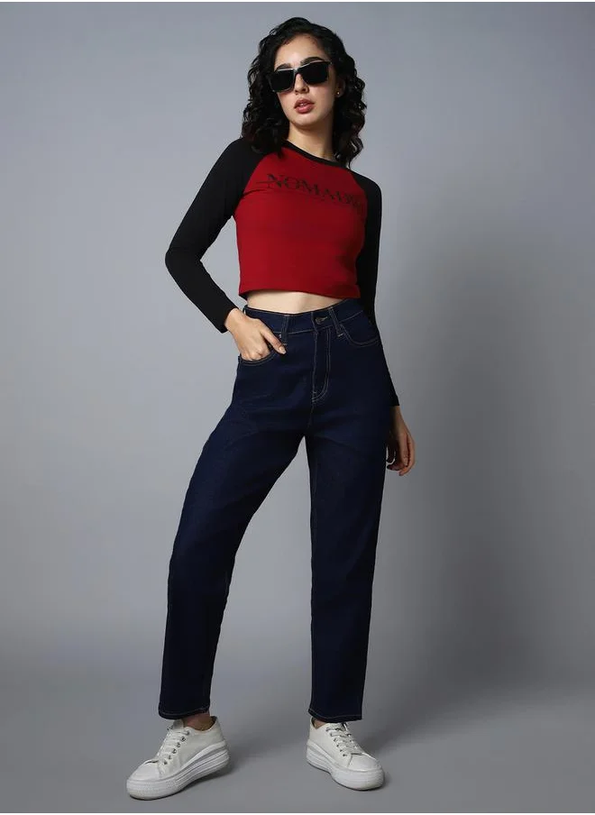 هاي ستار High Rise Solid Mom Fit Jeans by Styli