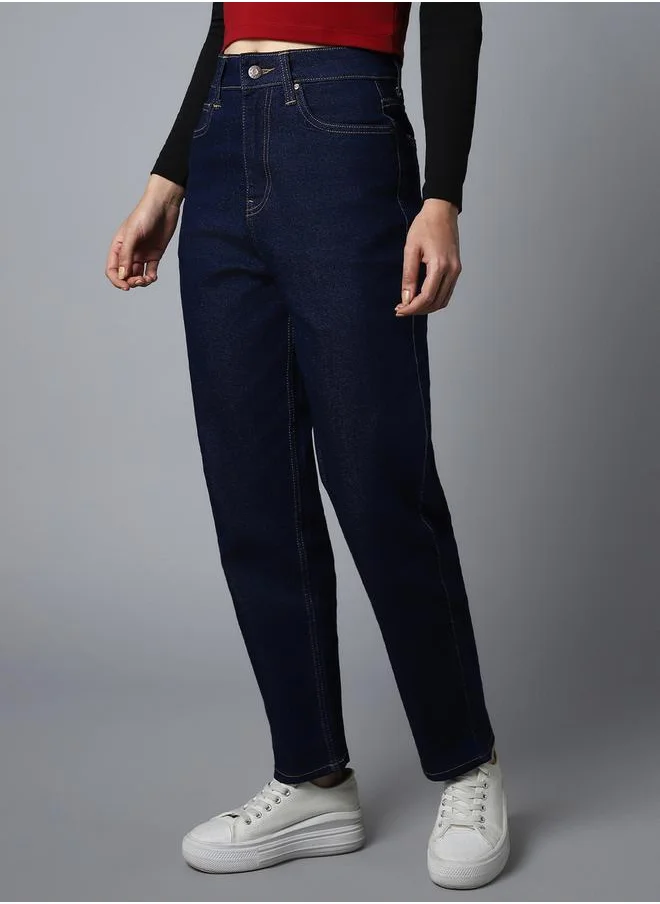 هاي ستار High Rise Solid Mom Fit Jeans by Styli