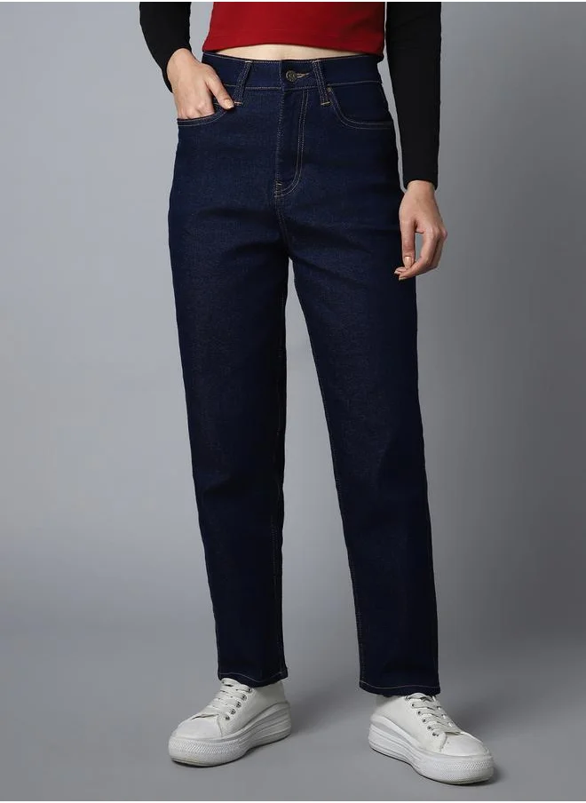 HIGH STAR High Star High Rise Solid Mom Fit Jeans