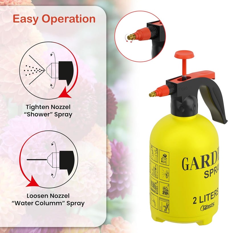 Crasts Pressure Spray Pump | Gardening Water Pump Sprayer | Plant Water Sprayer for Home Garden | Spray Bottles for Garden Plants and Lawn | Plant Watering Can (Spray Pump 2 Liter) (Yellow) - Image 3