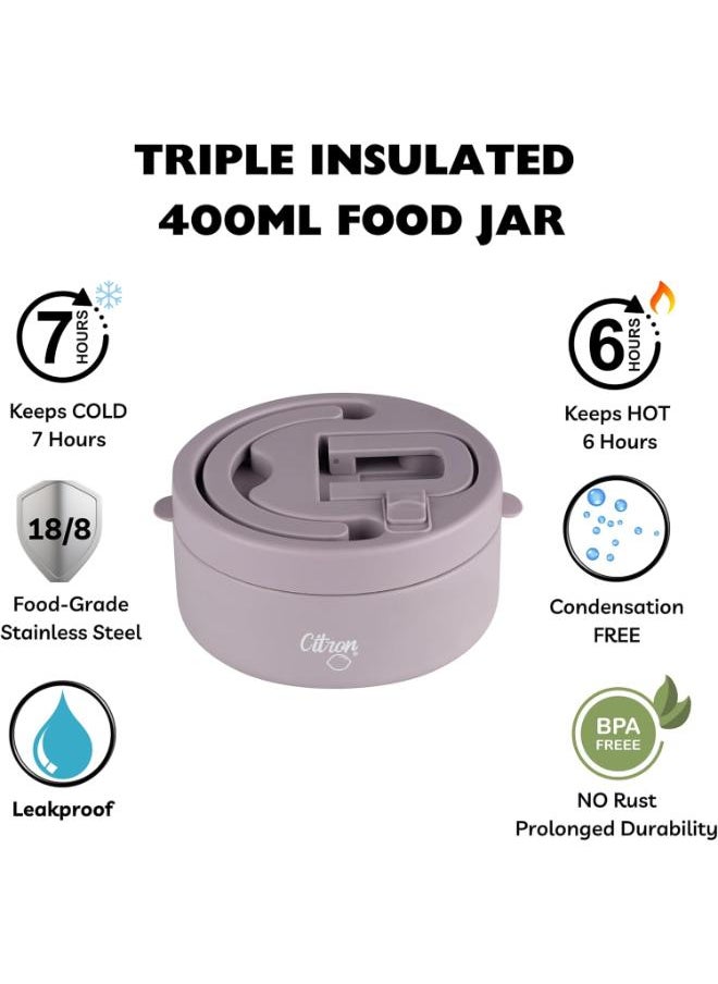 Vacuum Insulated Food Jar For Kids And Adults, Bpa Free Food Thermos, Travel Hot Food Container - 400 Ml Purple - pzsku/ZCE4E4A5B0816483AC4FCZ/45/_/1734417302/7d7d5d45-5636-49f2-b3b7-932c2e63e9ea