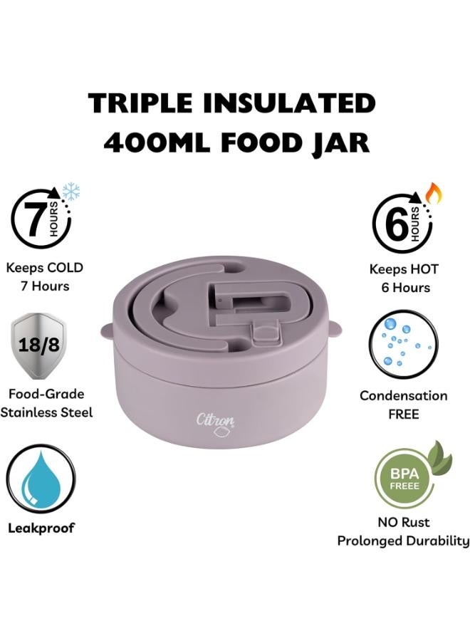Citron Triple-Wall Vacuum Insulated Food Jar 400Ml - Purple
