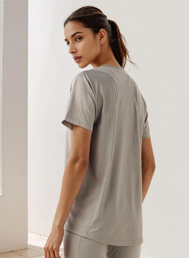 Splash Active  Regular Fit Crew Neck T-shirt with Short Sleeves for Women | Best Price UAE