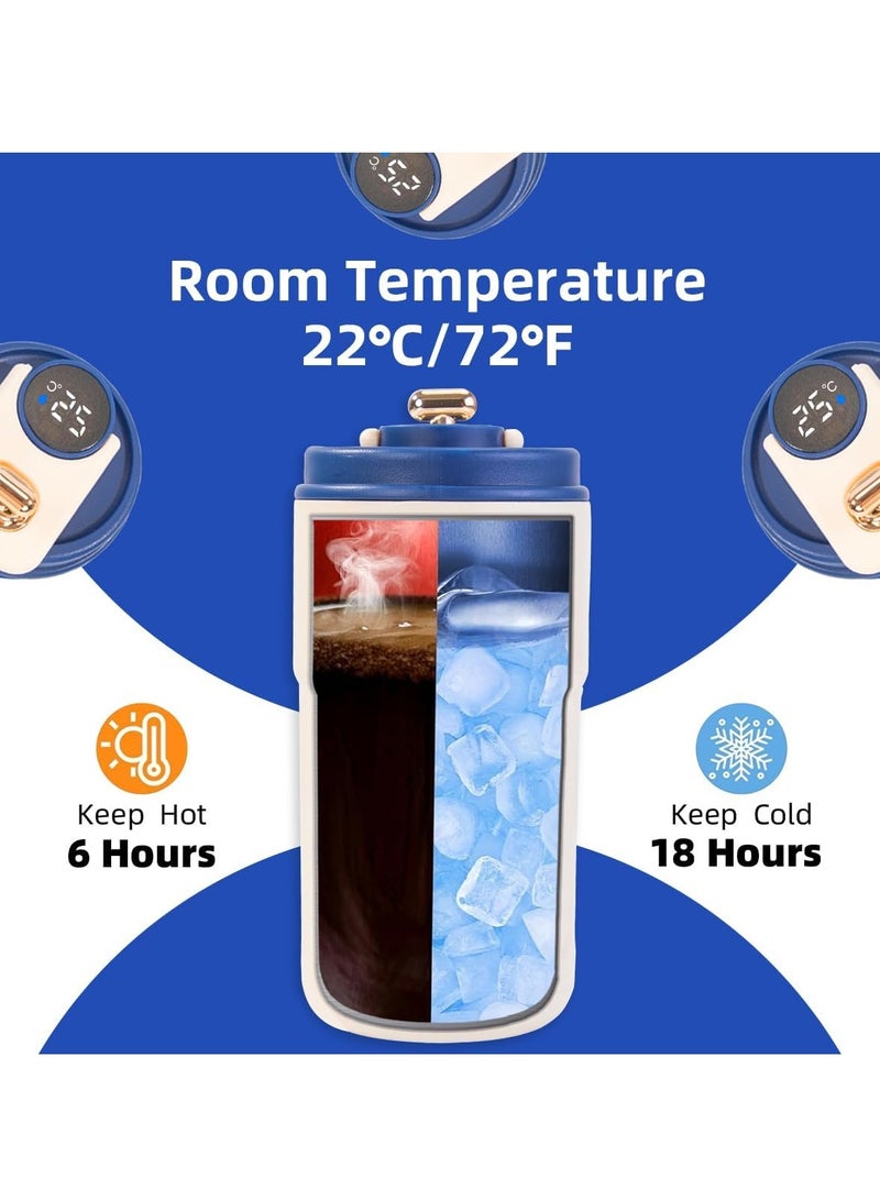 Arabest 450ml Insulated Travel Coffee Mug with Temperature Display, 316 Stainless Steel Vacuum Coffee Cup, Double Wall Leak-Proof Thermos Vacuum Tumbler, Beige  - Image 2