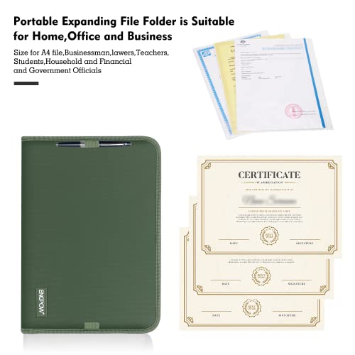 ENGPOW 13 Pocket Expanding File Folder,Fireproof Accordion File Folder Document Organizer with Zipper Closure,Document Folder Safe with Colorful Tabs,A4 Letter Size for Travel,Home,Office,Green - Image 5