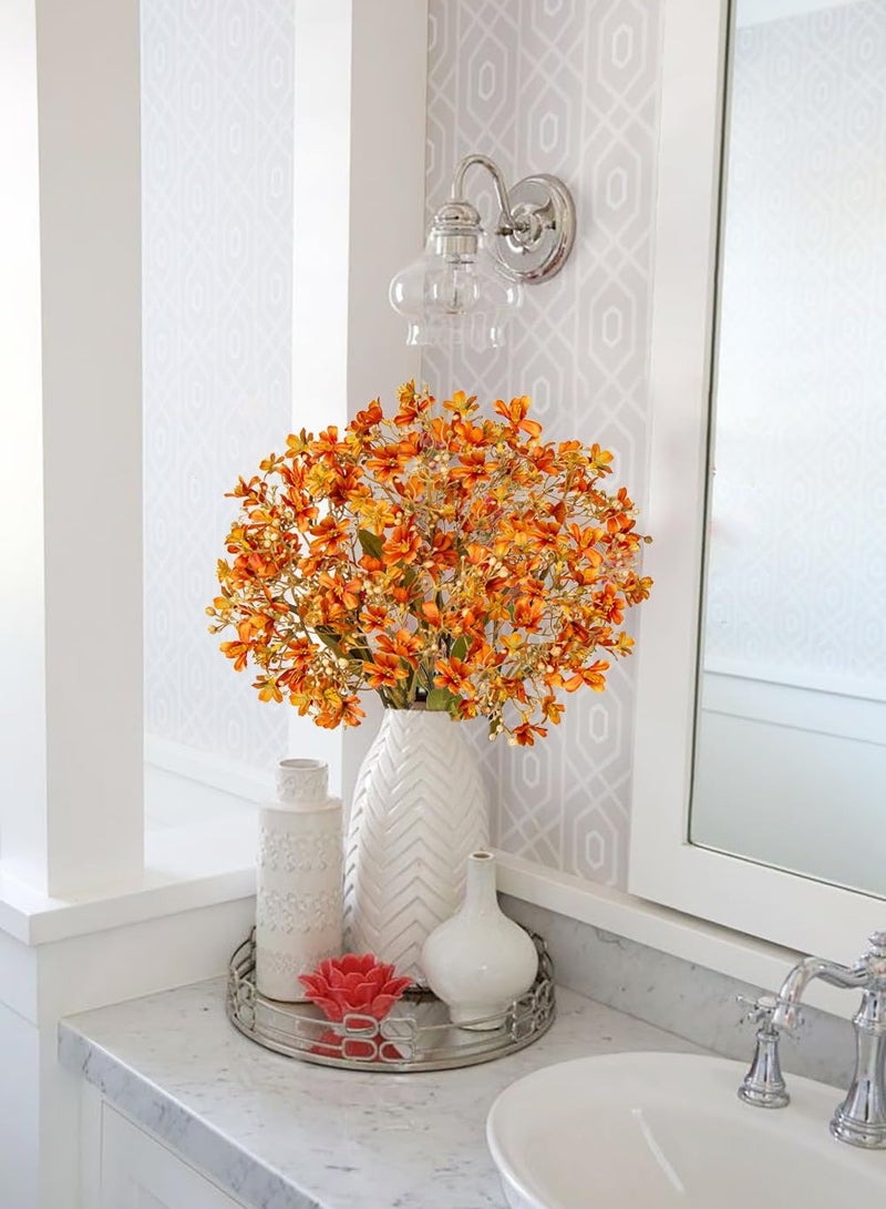 3 Pcs 27.6'' Long Stem Orange Artificial Wildflowers - Faux Flowers for Home Decor, Weddings, Parties, DIY Arrangements, Living Room, Bedroom  Kitchen Decoration. - Image 5