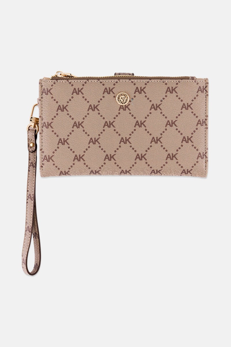 ANNE KLEIN محفظة معصم بشعار العلامة التجارية للنساء، تان - Image 1