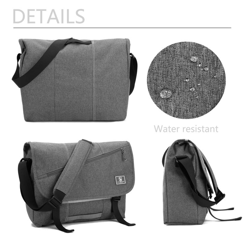 OIWAS 15.6 Inch Messenger Bag for Men/Women Crossbody Travel Satchel Bags Laptop Shoulder Bag Large Briefcase Computer Work College Grey - Image 3