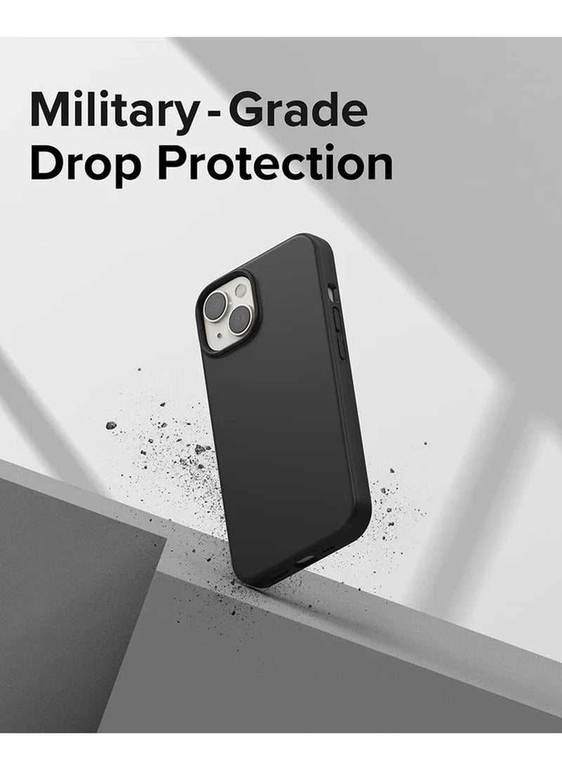Techie - Soft Smooth Silicone Back Cover Case with Built-in Magnetic, inner side Microfiber Lining for Apple iPhone 15 Plus  – Black - Image 1