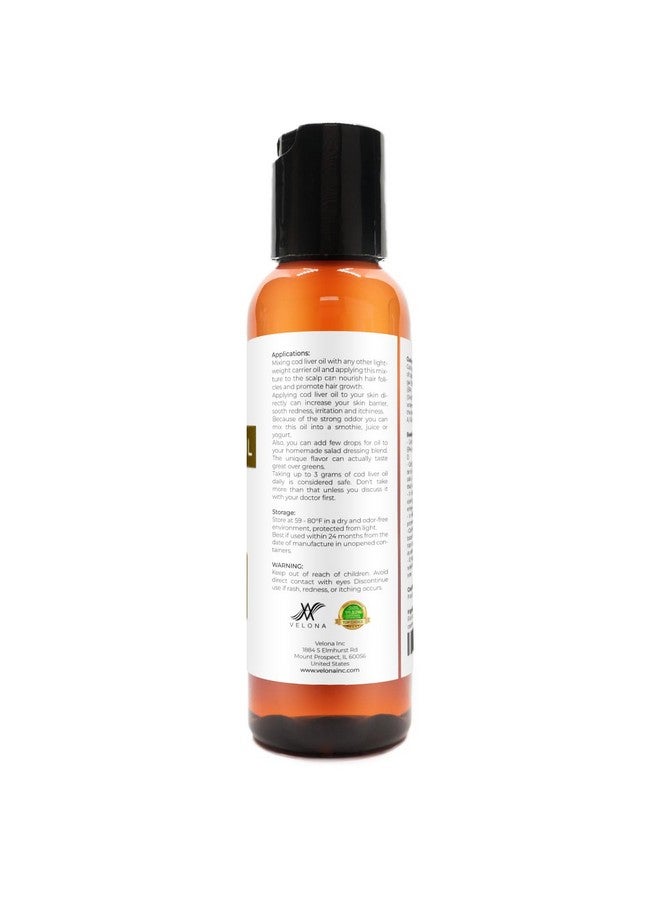 velona velona Cod Liver Oil - 2 Fl Oz | 1,000A/100D IU/g Omega 3 Vitamins A & D3 | Norwegian Arctic Sustainably Sourced Nordic Oil | Hair, Body and Skin Care | Use Today - Enjoy Results - Image 2