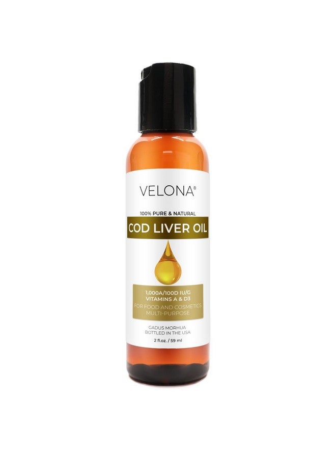 velona velona Cod Liver Oil - 2 Fl Oz | 1,000A/100D IU/g Omega 3 Vitamins A & D3 | Norwegian Arctic Sustainably Sourced Nordic Oil | Hair, Body and Skin Care | Use Today - Enjoy Results - Image 1