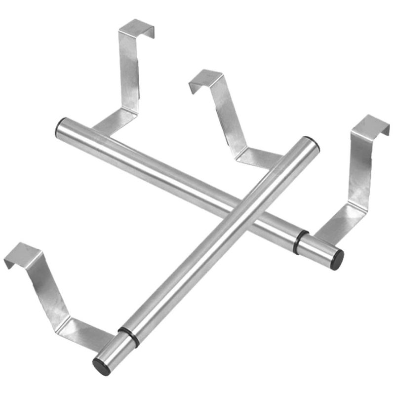 Expandable Stainless Steel Wall Mounted Towel Rack 2pcs For Cabinet Door Bathroom Kitchen Storage - Image 2